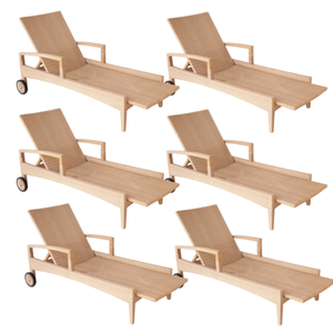 Chaise de plage moderne Mobilier d'extérieur de loisir Lit de soleil en bois Piscine en rotin Plage Chaise longue en bois Fabrication directe d'Indonésie - Product Image 3