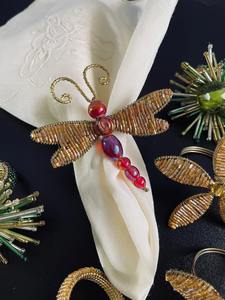 Dragon Fly and Flower Design Brown Rond de serviette Élégant accessoire de décoration de table pour la maison, le repas, le mariage et la fête de l'Inde - Product Image 4