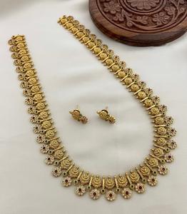 Premium Quality Long Haram Luxury Emerald Royalty <b>Necklace</b> Set <b>Vintage</b> Queen Emerald Set <b>Necklace</b> & Earrings Set - Product Image 1