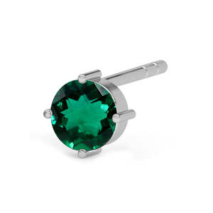 NOVAMART Fine Men's Vintage Green <b>Stud</b> <b>Earring</b> 925 Sterling Silver with <b>Emerald</b> Cut Diamond & Rose Gold 1 Piece Gift for Men Boy - Product Image 1