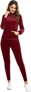 Wholesale <b>Women's</b> Winter Casual Solid Hooded Tracksuit Set with Sweatpants Jogger <b>Pants</b> 100% Cotton Customizable OEM Service - Product Image 4