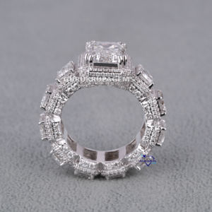 Personalizado completo Moissanite diamante 925 plata esterlina redondo y corte esmeralda accesorios de claridad joyería de moda anillo de Hip Hop - Product Image 5