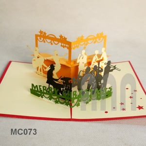 Cartes de vœux de Noël personnalisées en papier découpées au laser 3D avec musique et style japonais, imprimées en offset au Vietnam pour le jour de Noël - Product Image 1
