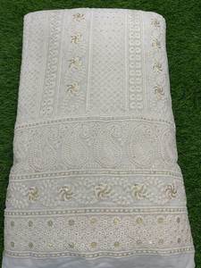 ผ้าจอร์เจียเส้นใยวิสคอสแท้ปักลายแบบอินเดียดั้งเดิมสำหรับงานแต่งงาน - Product Image 2