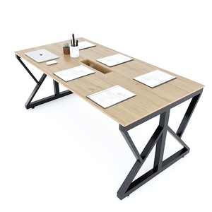 Table de conférence moderne minimaliste en contreplaqué Kconcept HBKC042-180x90cm avec pieds en fer pour bureau ou hôtel - Product Image 1