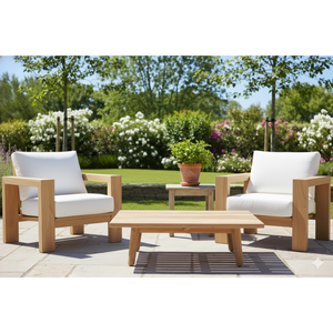 Luxurious <b>Outdoor</b> Teak Sofa Set with <b>Waterproof</b> <b>Cushions</b> Modern Design for Hotel & Courtyard Use - Product Image 2