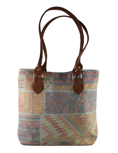 Bolso de mano con estampado Dhurry/Kelim de algodón tejido a mano de estilo bohemio para mujer - Product Image 1