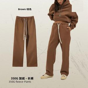 Winter Trendy Warm Fleece Sweatpants Straight Leg Jogger <b>Women's</b> Drawstring <b>Lounge</b> Wear Casual Loose Pants - Product Image 6