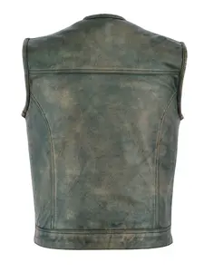 Chaleco de Cuero para Motociclista Estilo Anarquía para Hombre, Color Marrón Desgastado, con Bolsillos para Pistola, Personalizado, Vintage, de Alta Calidad, Transpirable para Invierno, para Exteriores - Product Image 2