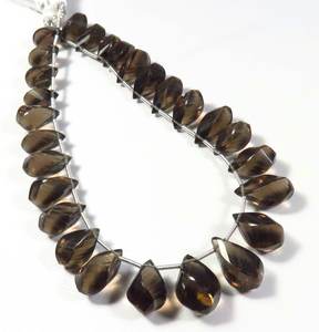 ลูกปัดควอทซ์สโมคกี้อัญมณีหลวมสีน้ำตาลขนาด11-16มม. พร้อมลูกปัดพลอยบิดเกลียว9นิ้ว - Product Image 5