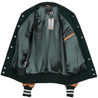 Veste d'hiver respirante et écologique en laine coupe-vent avec patchs chenille personnalisés style hip-hop vintage, très demandée, avec doublure en polaire