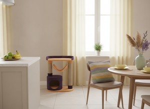 Arbre à chat Amistar Juno en fausse fourrure de haute qualité avec un design sécurisé pour les chats et les chatons de toutes tailles et de tous âges - Écologique et durable - Product Image 2
