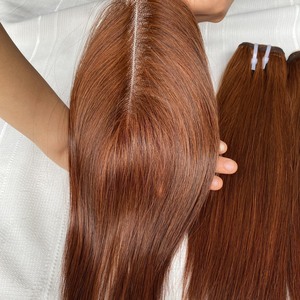 Mechones de cabello humano 100% vietnamita, cabello liso, color marrón con cierre - Product Image 4