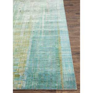 Tapis Kavi bleu noué à la main en laine et soie de bambou Unstring Srb(701) à motif abstrait pour usage domestique - Product Image 4
