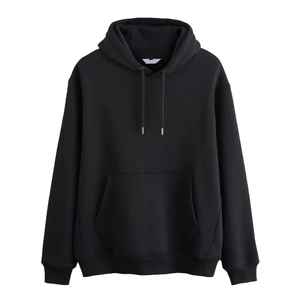 Sudadera con Capucha de Alta Calidad, Personalizada, de Felpa, 180 g/m², Hombros Caídos, 100% Algodón, Invierno, Negra, Corte Cuadrado, Estilo Regular - Product Image 1