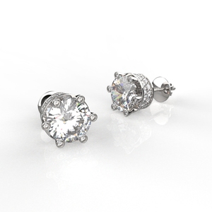 Pendientes de Botón de Diseño Solitario Avarta de 2 Quilates Cada Uno, Plata de Ley para Niñas y Mujeres, Joyería Fina - Product Image 3