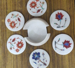 Sous-verres incrustés de marbre de luxe d'excellente qualité pour Tables basses Tables à manger Ensembles de bureaux Quantité en vrac portable - Product Image 3