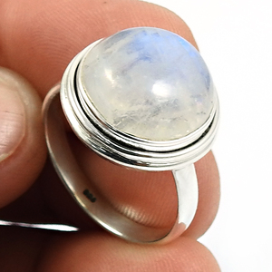 Natural Rainbow Moonstone 925 Sterling <b>Silver</b> Round Shape <b>Chunky</b> <b>Ring</b> Handmade Jewelry Direct Factory Price Bulk Suppliers India - Product Image 2