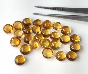 Citrino Amarillo Natural de 3mm-8mm, Cabujón Redondo con Base Plana, Gemas Sueltas Hechas a Mano de Alta Calidad para Joyería - Product Image 1