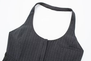 Femmes automne nouveau gilet dos nu Design poche décoré col licou haut - Product Image 4