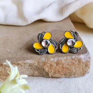 Moda plata oxidada Monalisa piedra Stud pendiente conjunto moda latón tendencia diseñador indio joyería para niñas - Product Image 2