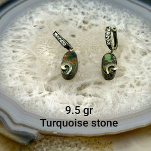 Pendientes Colgantes de Plata de Ley 925 Hechos a Mano con Turquesa Natural, Estilo Antiguo, Joyería de Moda - Product Image 1
