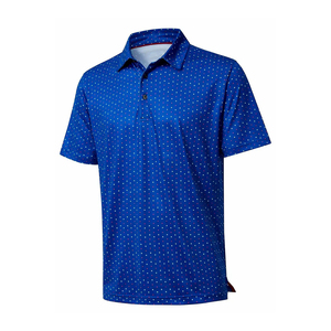 New Arrival Men's <b>Blue</b> Dot Pattern Short Sleeve Golf <b>Polo</b> <b>Shirt</b> Breathable Knitted 100% Polyester Casual Style - Product Image 3
