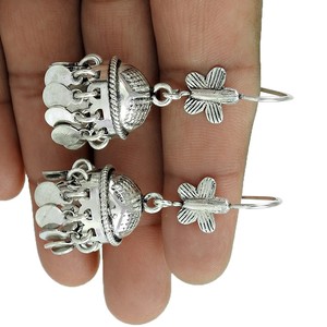 Boucles d'oreilles Design minimaliste Quartz 925 argent Sterling Jhumka Design goujons oxydés bijoux en gros pour femme et filles - Product Image 5