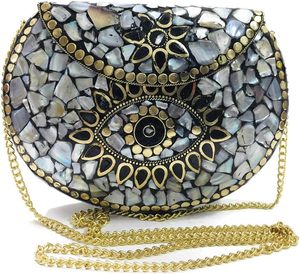 Exquis fait à la main Designer Metal Mosaic Soirée Dames Pochettes avec longue chaîne en métal à bas prix par HAND MADE CRAFT - Product Image 4