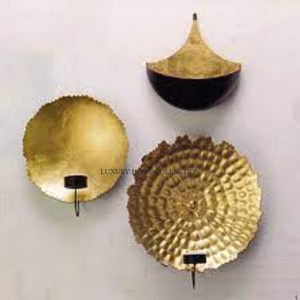 Berlapis emas berbentuk bulat tekstur dipalu Modern mewah seni kamar tidur dinding tempat lilin dekorasi dalam dan luar ruangan dekoratif petir - Product Image 4
