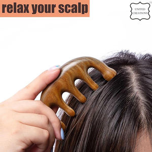 Peigne de coiffure professionnel portable outil en bois à dents larges à cinq broches pour massage du cuir chevelu du cou utilisation à domicile d'hôtel en bambou - Product Image 5