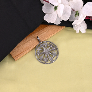 จี้เพชรรูปดาวระเบิดสีเงินธรรมชาติ925เป็นของขวัญแต่งงานหมั้นวินเทจ - Product Image 2