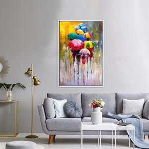 Decoración de pared en lienzo impreso: diseño artístico de paraguas vibrantes en vidrio, lienzo con marco blanco - Product Image 1