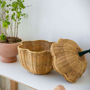 Decoraciones para habitación de bebé, cesta de mimbre con forma de calabaza, accesorios de decoración boho para habitación infantil, caja de regalo para recién nacido - Product Image 5