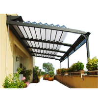 Pergola rétractable en métal pour terrasse, gazebo 6M, pergola résistante aux intempéries