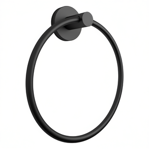 FELCE PLUS Porte-serviettes mural noir mat FP70 14, anneau 19,3x15,2x5,5cm, accessoires de salle de bain et toilettes - Product Image 2