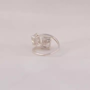 IGI Certified 14KT Solid Gold Classic Luxury Engagement Ring with Triangle & Square <b>Cushion</b> Cut Lab Grown Diamond for girls - Product Image 1