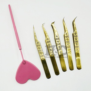 Nouveau coeur d'or pince à épiler haute qualité Extension de cils pince à épiler pointe Extension de cils pince à épiler miroir Logo vison durable - Product Image 4