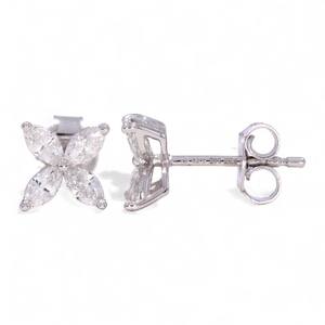 Simple pero elegante Plata de Ley 925 Marquesa Moissanite Diamond Stud Pendientes - Product Image 6