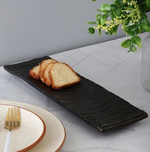 Plateau de démarrage en bois brun en céramique Kabab Snacks en bois avec poignées plateau de service décoratif plateau pour table de petit déjeuner décoratif - Product Image 2