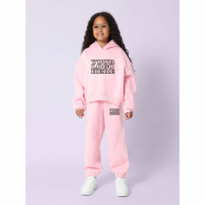 Wholesale Custom Logo Casual Lightweight Breathable Kids Winter Fleece Sweater Two-Piece Tracksuit Set for <b>Boys</b> Girls Unisex - Product Image 5