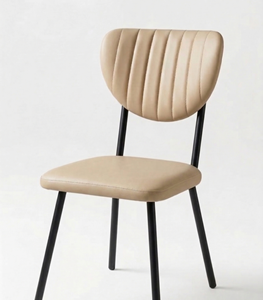 Silla de comedor tapizada en cuero sintético con patas de metal, cómoda silla para cocina, hogar, cafetería, restaurante. - Product Image 2