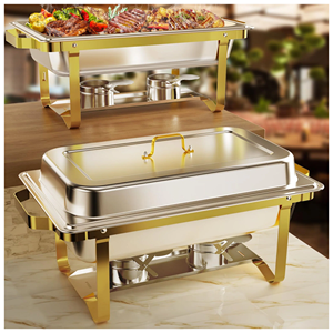 Hermoso plato de frotamiento equipo de buffet para Hotel Catering boda restaurante fiesta 2025 calentador de alimentos de alta calidad y juego de servidor - Product Image 4