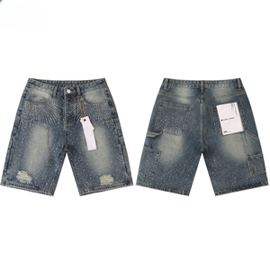 <strong>Mens</strong> Black Denim <strong>Jeans</strong> <strong>Short</strong> 2026 Artificial Diamond Street Hole <strong>Shorts</strong> Casual <strong>Shorts</strong> Knee Length <strong>Jean</strong> Clothing 28-38 Size - Product Image 2