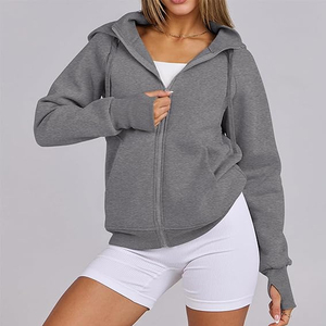 Sweat-shirt uni vierge à fermeture éclair pour hommes surdimensionné avec logo personnalisé 100% coton respirant sweat à capuche pour hommes - Product Image 2