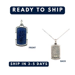 จี้เงินแท้ 925 รูปจิ้งจก |   จี้หินลาพิส ลาซูลีทรงกลมธรรมชาติ |   เครื่องประดับผู้ชายแบบกำหนดเองตามสั่ง (OEM) |   ขั้นต่ำ 1 ชิ้น - Product Image 3