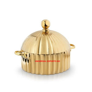 Suministros para hoteles y restaurantes Calentador de alimentos de metal Cazuela hecha a mano de excelente calidad Calentador de alimentos de metal de lujo de forma redonda - Product Image 6