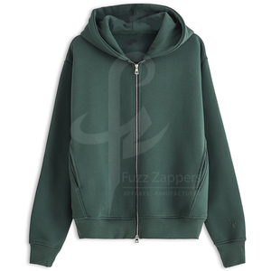 Sweat à capuche unisexe 100% coton à fermeture éclair de haute qualité, coupe grande taille avec motif solide à épaules tombantes et conception à fermeture éclair complète - Product Image 3