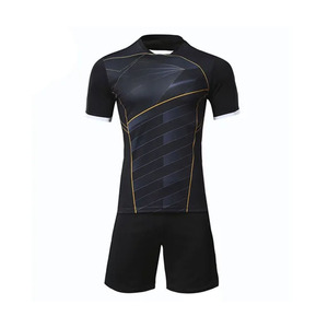 Maillot de football Elite Blackout avec impression graphique Gold Line frappante Kit de qualité Pro pour l'entraînement d'équipe et les matchs uniformes de football - Product Image 2