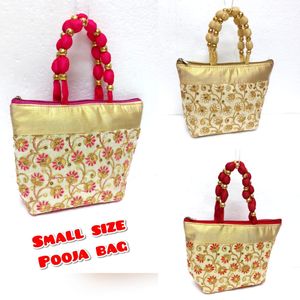 Sac à main en soie brute de haute qualité, léger, de petite taille, style femme, motif brodé en jamewar, deux sangles, fermeture éclair - Product Image 2